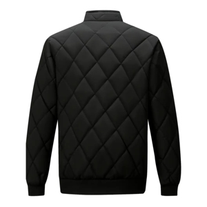 IMPROVEMENTS SPORTS Men's Black Quilted Winter <b>Jacket</b> Stand Collar Zipper Closure <b>Fleece</b> <b>Lined</b> Casual Style Windproof Polyester - Product Image 3