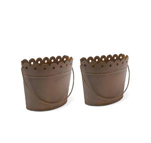 Juego de bolsillo de pared galvanizado Vintage rústico, la mejor maceta de pared, bolsillo de pared de hierro decorativo, dos jardines diferentes - Product Image 1