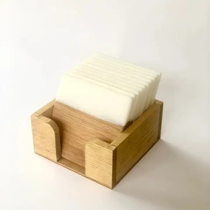 Custom Wooden Resin Coasters with Holder Contemporary Design Eco-Friendly Heat Resistant for Dining Kitchen Tabletop Protection - Product Image 1