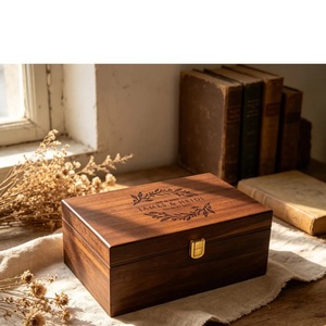 Solid Wood Rectangular <b>Box</b> Engraved <b>Personalised</b> Wedding <b>Gift</b> Handmade Tabletop Decoration James Heidi Love Theme - Product Image 1