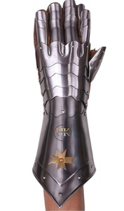 Guantes de Caballero de Acero con Recubrimiento de Níquel Negro, Conjunto de Guantes de Armadura Medieval de Estilo Antiguo con Emblema de Estrella Dorada - Product Image 2