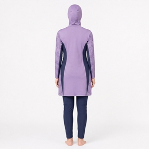 Traje de Baño Burkini Modesto de 3 Piezas para Mujer, de Alta Calidad, Personalizable, con Corte Alto en la Parte Delantera, Espalda Descubierta, Estampado, Transpirable y de Secado Rápido - Product Image 2
