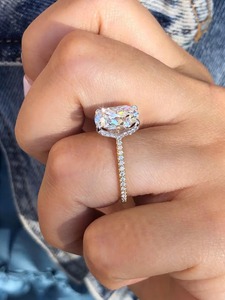 <b>925</b> Sterling <b>Silver</b> 3 Ct Cushion Cut Moissanite Engagement <b>Ring</b> - Product Image 2