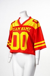 Camisetas de fútbol retro personalizadas de alta calidad con cuello en V, estilo oversized, para hombre, de malla transpirable, corte cropped, estilo americano, talla americana. - Product Image 3