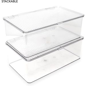 Contenitore Organizzatore Impilabile Medio 10.75 X 6.5 X 3.7, Scatola Trasparente con Coperchio a Cerniera per Casa, Ufficio, Scuola, Frigorifero, Bagno - Product Image 2