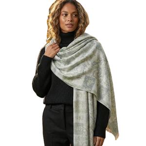 Châles Ahe pour femmes adultes, élégants, à motif géométrique en forme de feuille, en viscose, effet cachemire, double face, hiver, color block, respirants, 110 cm x châles - Product Image 1