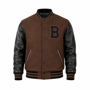 Chaquetas Varsity Letterman de Talla Personalizada, Cuerpo de Lana, Mangas de Cuero Genuino, Ropa de Invierno, Chaqueta Varsity para Hombre Elegante y con Estilo - Product Image 1