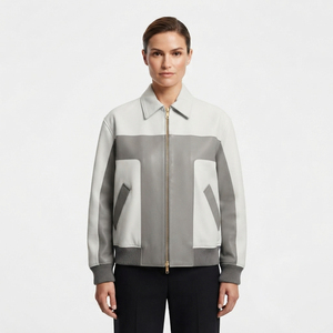 Chaqueta Bomber de Cuero para Mujer, Chaqueta Bomber de Cuero Genuino, Chaqueta Bomber de Cuero con Botones - Product Image 6