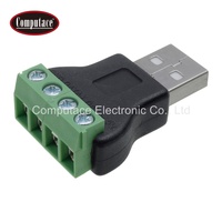 Computace ZSA1055, Adaptador de Corriente USB 2.0 Tipo A a Terminal de Tornillo de 4 Vías, 24-14 AWG, 5P, 1.5A, 5V, Negro/Verde, Gran Venta