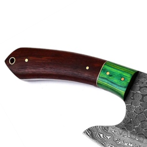 Couteaux de cuisine professionnels pour chef avec lame en acier à motifs décoratifs et manche en bois lisse pour couper les légumes et préparer les aliments - Product Image 3