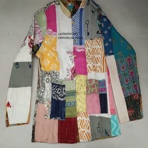 Nouveau hiver mode coton Kantha Patchwork multicolore unisexe vestes/sweats à capuche fournisseur en gros de l'inde - Product Image 6