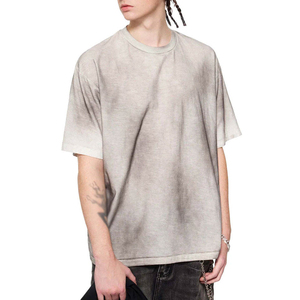 Camiseta para hombre con aplique bordado desgastado, efecto descolorido por el sol, estilo vintage, hombros caídos, lavado ácido, para verano. - Product Image 5