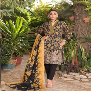 Hermoso traje de lino de 3 piezas de Salwar Kameez paquistaní, ropa de uso diario lista para mujeres, ropa de fiesta, diseños impresionantes Dr Haris Vol - Product Image 2