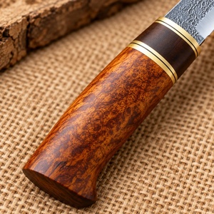 Couteau de chasse artisanal en acier carbone, lame fixe à pointe tombante, manche en bois, longueur totale de 9 pouces avec étui en cuir - Product Image 3
