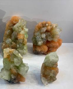 Natural Green Apophyllite and Orange Stilbite <b>Crystal</b> <b>Cluster</b> Raw Mineral Specimen Decorative Stone for Collectors Display and W - Product Image 2