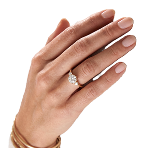 IGI Certified DEF Color VS VVS Clarity Round Lab Diamond 14K Solid Gold Proposal Ring Three Stone Diamond Ring Fine Trilogy Ring - Product Image 5