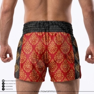 MAWRA Pantalones cortos de Muay Thai para hombre, con estampado de sublimación en rojo y dorado, de secado rápido, cintura elástica, pantalones cortos deportivos de boxeo y lucha para unisex - Product Image 2