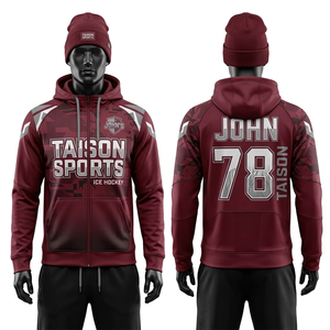 Sweat à capuche d'entraînement de hockey sur glace pour hommes, 320 GSM, polaire polyester premium, bleu sarcelle, noir, panneau contrastant blanc, sublimation, logo personnalisé - Product Image 4