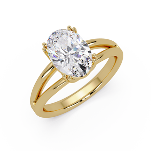 Elegante Anillo de Compromiso Solitario Ovalado de Oro Puro de 14K con Diamante Cultivado en Laboratorio Certificado por IGI, Anillo de Vástago Dividido, Joyería de Lujo para Boda - Product Image 2