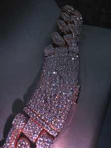 Precio de fábrica Cadena cubana eslabonada con incrustaciones de oro rosa y moissanita VVS, certificada IGI, de lujo, estilo Hip Hop, tendencia, superventas, gran oferta - Product Image 2