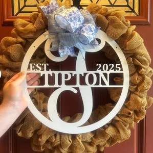 Letrero de Metal Personalizado con Monograma para Puerta Principal, Letrero con Apellido Familiar Personalizado, Regalo de Aniversario de Bodas, Letrero de Metal para Pared Exterior con Nombre - Product Image 4