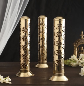 Brass Incense Burner OM Cutout Design Portable Ash Catcher Resin Fragrances Holder Pilar Shape Golden Agarbatti <b>Stick</b> Pyramid - Product Image 4