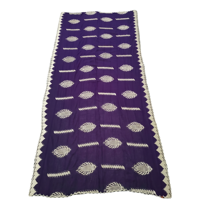 Vente en gros de châles longs en mousseline de soie pour femmes, motif géométrique, feuille ovale, strass brodés, bordure en zigzag, légers, respirants et doux