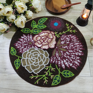 Set de table multicolore fait main avec perles, set de table perlé, 14 pouces, sets de table décoratifs perlés, cadeau pour elle, set de table brodé - Product Image 5