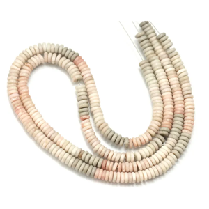 Magnifiques perles d'agate grise rose pêche, forme ronde plate, 5-6 mm, perles d'agate à plusieurs tons clairs, forme ronde plate. - Product Image 3