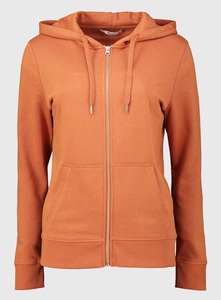 Sweat-shirt à capuche entièrement zippé pour femme, imprimé orange, coupe classique, en coton tricoté, pour l'hiver, avec poches avant, directement de l'usine - Product Image 6