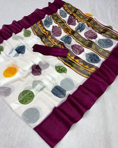 Sari Tradicional de Georgette Satinado con Estampado Digital para Mujer, Ropa Étnica de Secado Rápido, Sari Estampado de Seis Metros con Blusa - Product Image 5