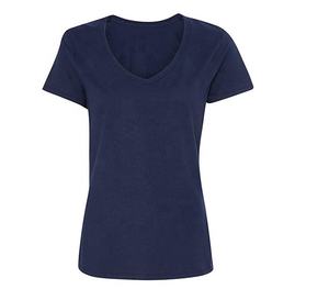 เสื้อยืดลำลองคอวี แขนสั้น ไซส์พลัสสำหรับผู้หญิง พร้อมโลโก้สั่งทำ ผลิตจากผ้าโพลีเอสเตอร์/คอตตอน 180 กรัม เป็นมิตรต่อสิ่งแวดล้อม ระบายอากาศได้ดี - Product Image 5