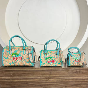 Sac de voyage mini Speedy en cuir véritable fait main style occidental avec motif cerise, sac de sport, sac de week-end, sac bandoulière unisexe - Product Image 3