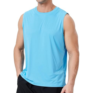 Camiseta sin mangas degradada para hombre, cuello redondo, color sólido, de secado rápido, tejida, informal - Product Image 5