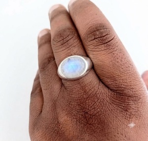 Bague pour homme en pierre de lune naturelle, argent sterling 925, faite à la main, bijou de luxe, vente en gros - Product Image 2
