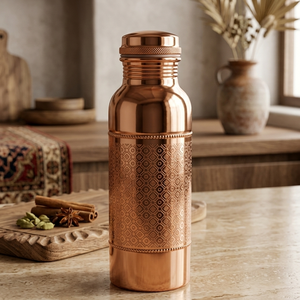 Botella de Agua de Cobre Puro con Diseño de Hojas, Tapa Hermética, Recipiente para Beber de Cobre sin Juntas - Product Image 6