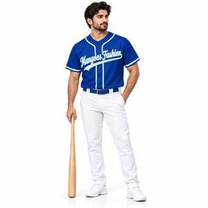 Maillot de baseball personnalisé col en V unisexe à manches courtes avec boutons, en tissu mesh respirant et léger anti-humidité pour le sport - Product Image 3