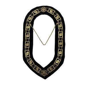 Collar de Oficial Masónico de Grados de los Aliados, con Moiré Dorado, para Regalia Masónica y Collar de Cadena para Oficiales de la Francmasonería - Product Image 1
