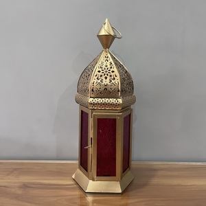 Artisan Design Decorative Iron <b>Lantern</b> with <b>Gold</b> Finish Home Decor Model L641 - Product Image 4