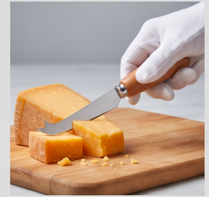 Cuchillo para queso de acero inoxidable con mango de imitación madera, herramienta manual para queso, para tablas de cocina y vajilla - Product Image 6