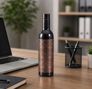 Elegant Black <b>Copper</b> Water <b>Bottle</b> Handcrafted Ayurvedic Flask Sustainable Reusable Drinkware Premium Artisan Hydration <b>Bottle</b> - Product Image 4
