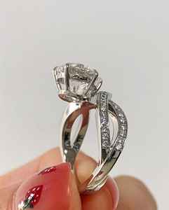 แหวนเพชรทรงกลมเจียระไนแบบบริลเลียนท์ ดีไซน์เฉพาะตัว เพชรเพาะเลี้ยงในห้องปฏิบัติการ ทองคำขาว สำหรับงานหมั้น งานแต่งงาน ของขวัญวันครบรอบสำหรับเธอ - Product Image 5