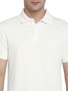 เสื้อโปโลชายสีขาวผ้าฝ้าย 100% ปักโลโก้ได้ตามสั่ง แขนสั้น ผู้ผลิต OEM - Product Image 2