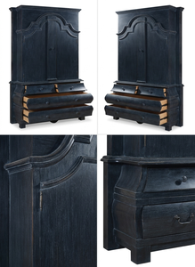 Antique Clasio Cabinet Premium Eco-Friendly Durable Solid Teak Wood Bombe Armoire Curved Drawers for Luxury Master Bedroom Decor - Product Image 6