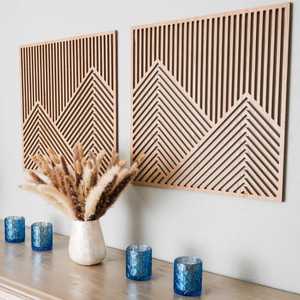 Panneau mural en bois géométrique moderne, décoration murale en bois artisanale pour salon, chambre et décoration intérieure - Product Image 1