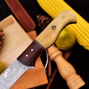 Couteau à Brisket en Acier Damas de Haute Qualité UA Supplies, Longueur Totale 8-9,9 pouces, Ambidextre, Manche en Bois, Finition Polie, OEM ODM - Product Image 4