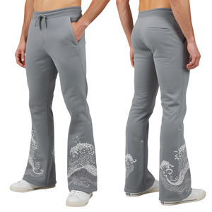 Pantalones Modernos de Hombre con Pedrería y Diseño de Ondas de Hielo, Tela Premium de Alta Calidad y Estilo Urbano - Product Image 1