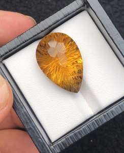 Citrine naturelle couleur miel, forme poire, facettée en nid d'abeille, pierre précieuse en vrac, clarté loupe - Product Image 4