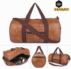 Bolsa de Lona de Cuero en Forma de Barril con Cierre de Cremallera, Asa Única, Unisex, para Gimnasio, con Correa para el Hombro y Diferentes Capacidades - Product Image 3