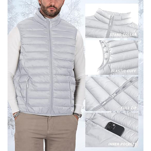 Pearl White Ultralight Quilted Puffer Vest Men Packable Sleeveless Insulated Core <b>Warmer</b> Wholesale - Product Image 4